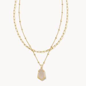 Kendra Scott Alexandria Gold Multi Strand Necklace in Iridescent Drusy